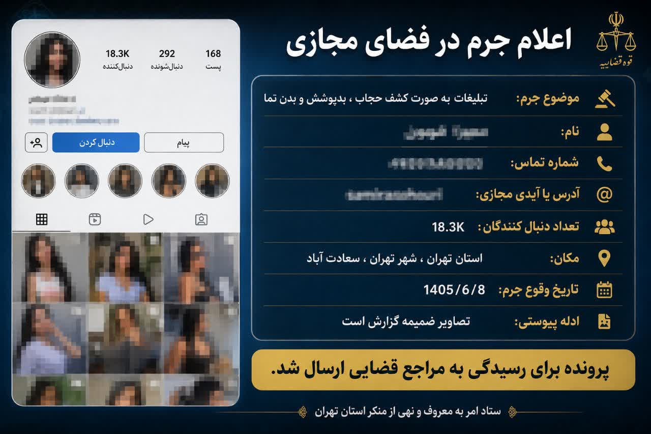 اعلام جرم در فضای مجازی علیه یک متخلف اینستاگرامی